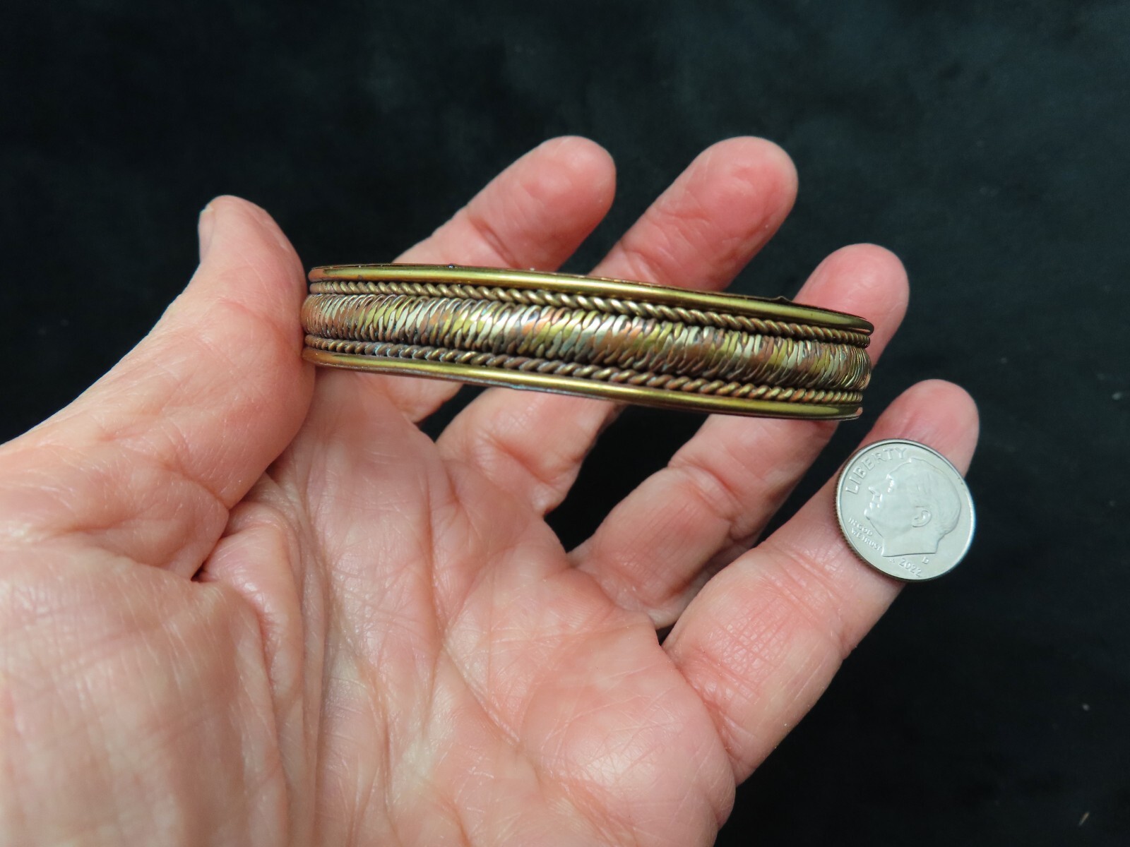 Vintage Brass & Silver Tone & Copper Cuff Bracelet