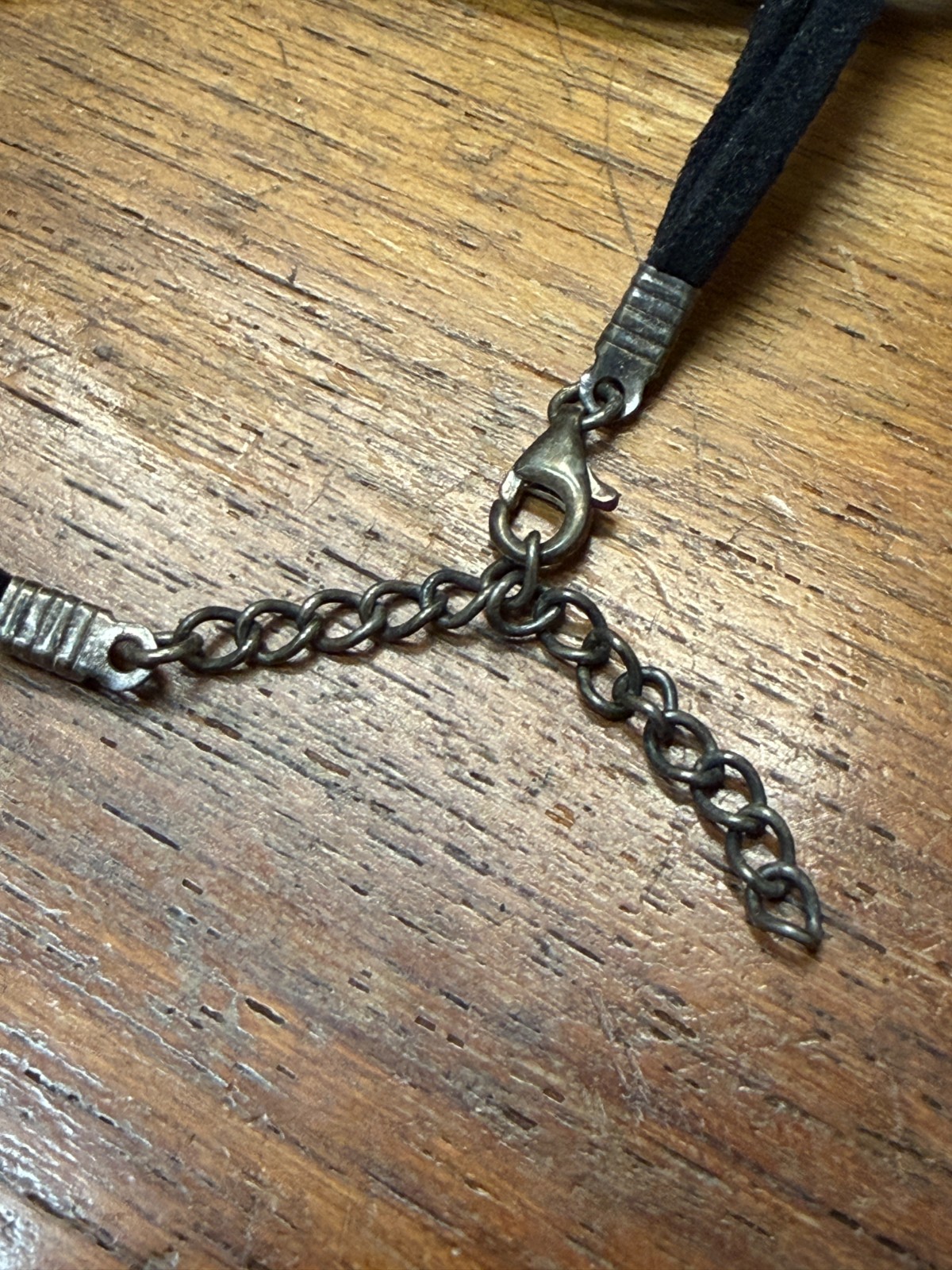 Vtg ATI Mexico .925 Sterling Mahogany Black Obsidian Pendant Suede Necklace