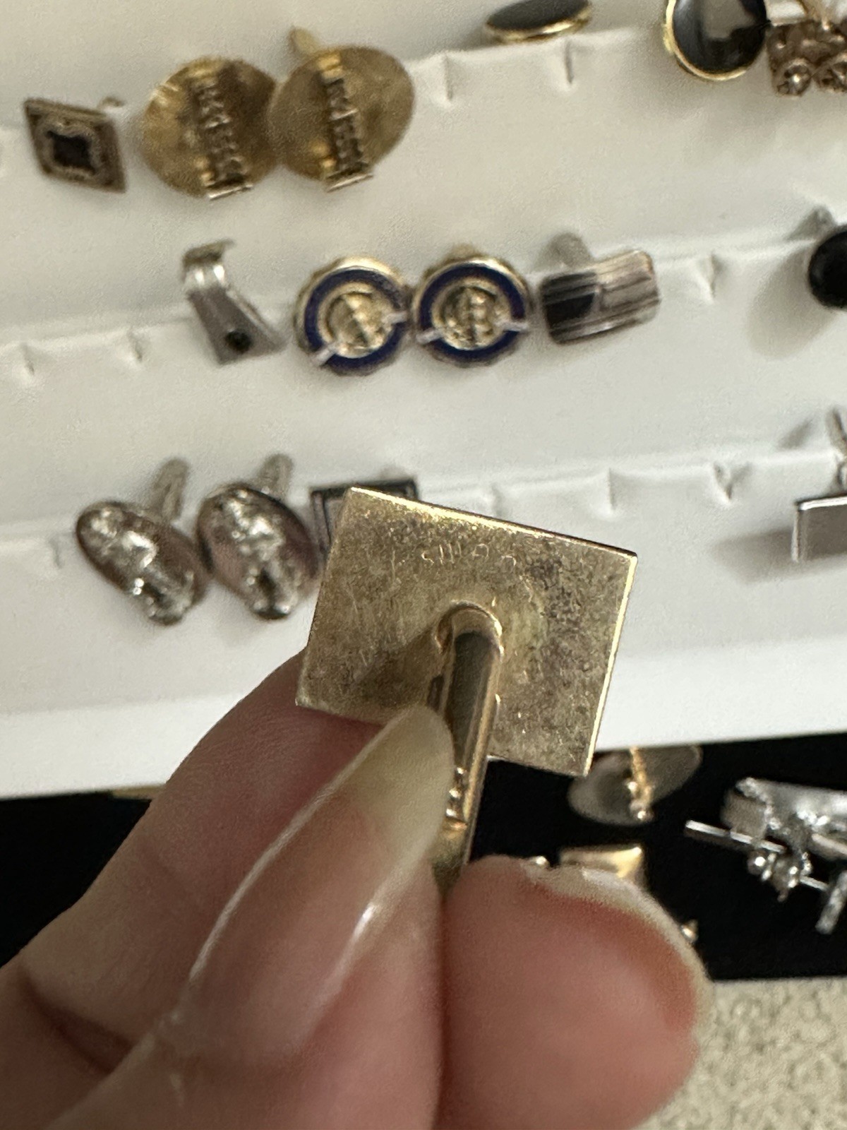Vintage Lot Gold Silver Tone Glass Gemstones Cuff links Tie Clip Tie Tack 22pc