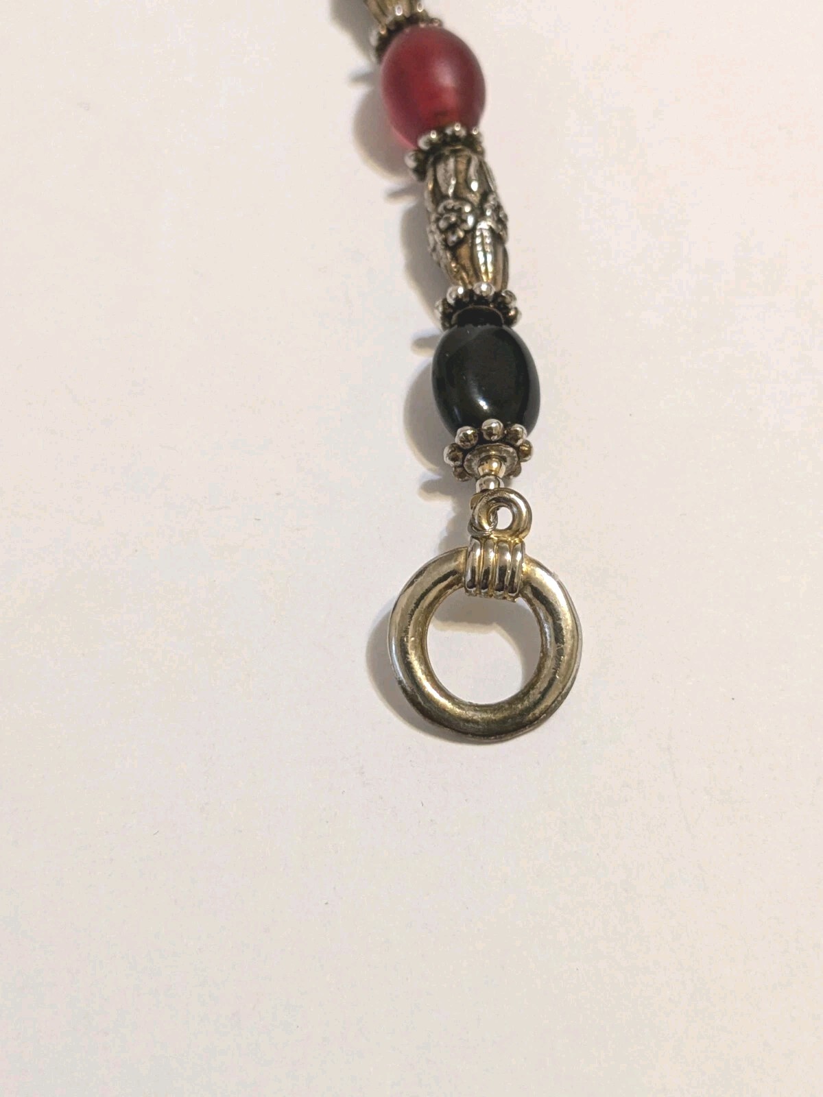 Vintage Multi Tone Bracelet With Multicolor Glass Beads. Toggle Closure 6 3/4″