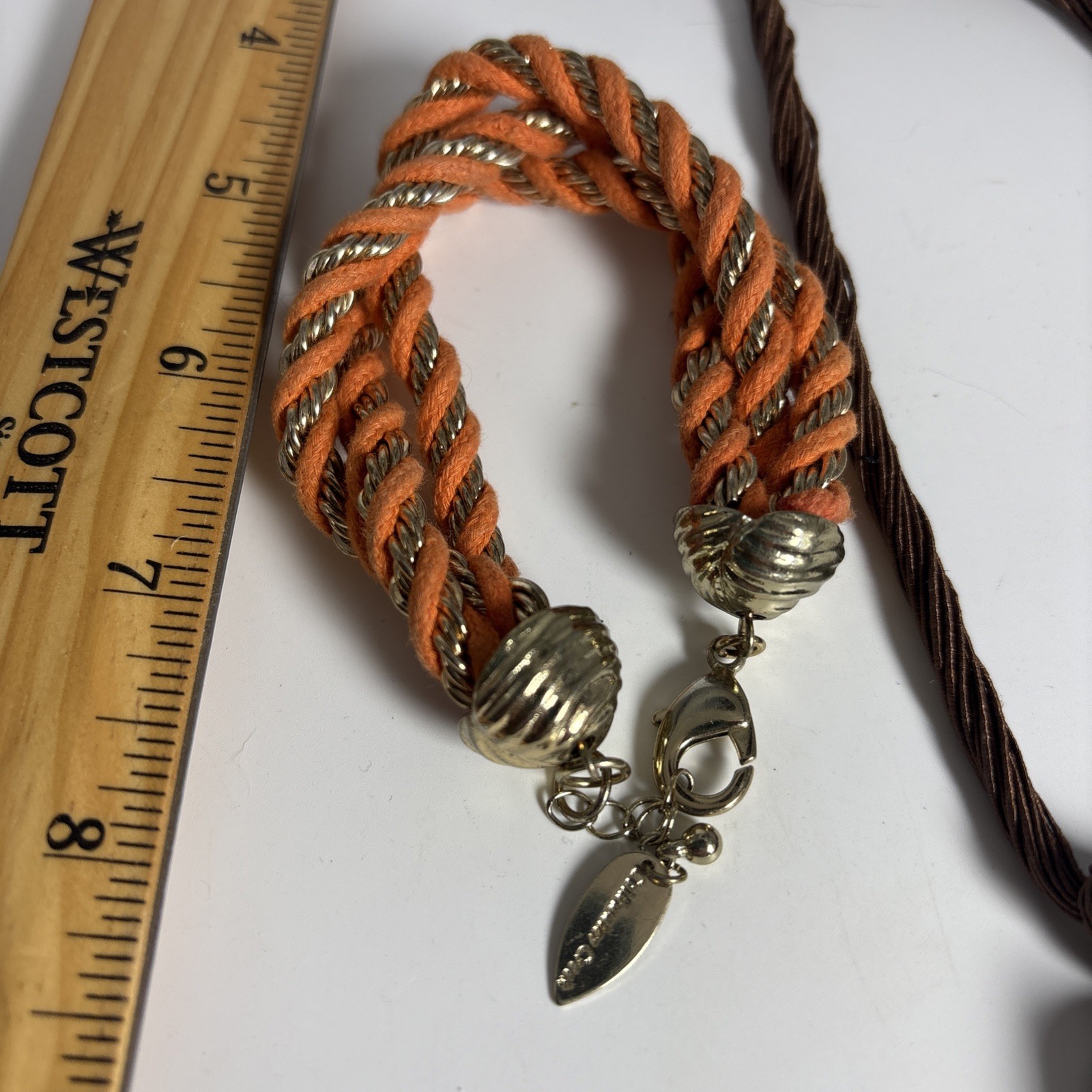 vintage coldwater creek Necklace With Large Brown Stone And Orange Gold Tone