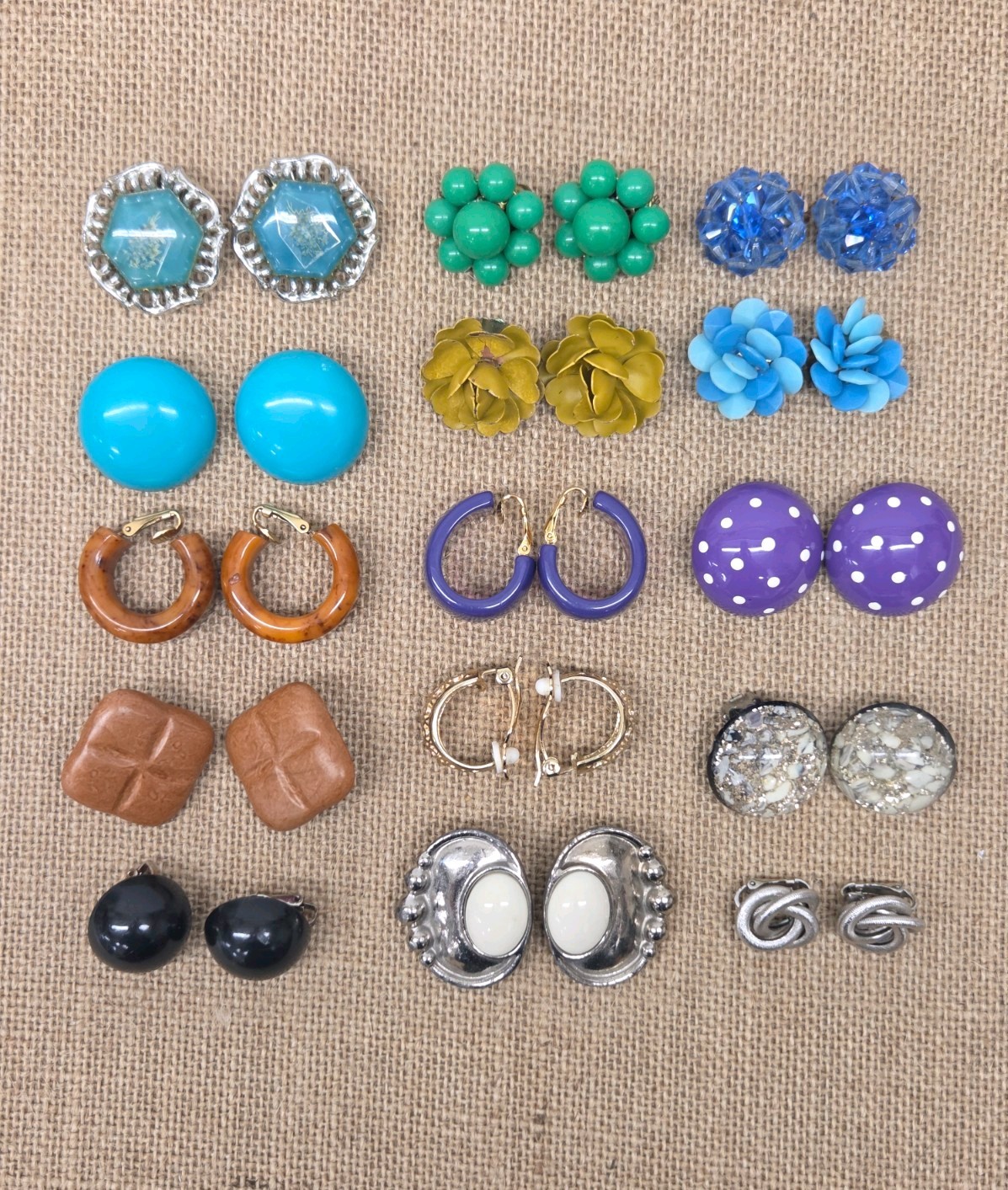 Vintage Clip On Earrings Lot 15 Pairs West Germany, Dauplaise, Sarah Coventry