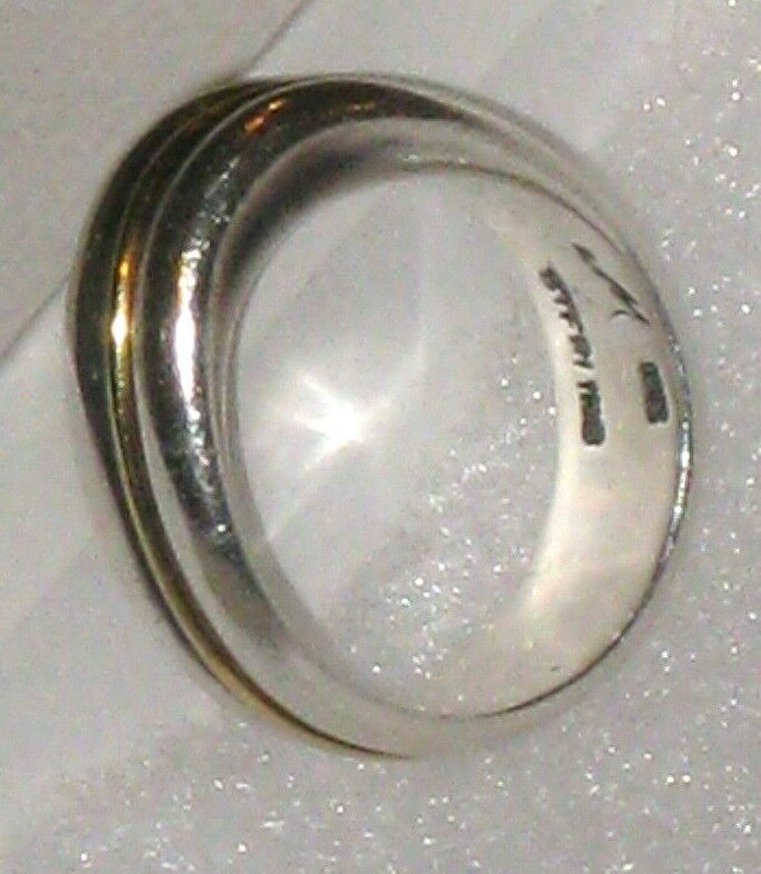 Modernist Mid-Century STERLING & 18KT Gold RING Size 5-3/4