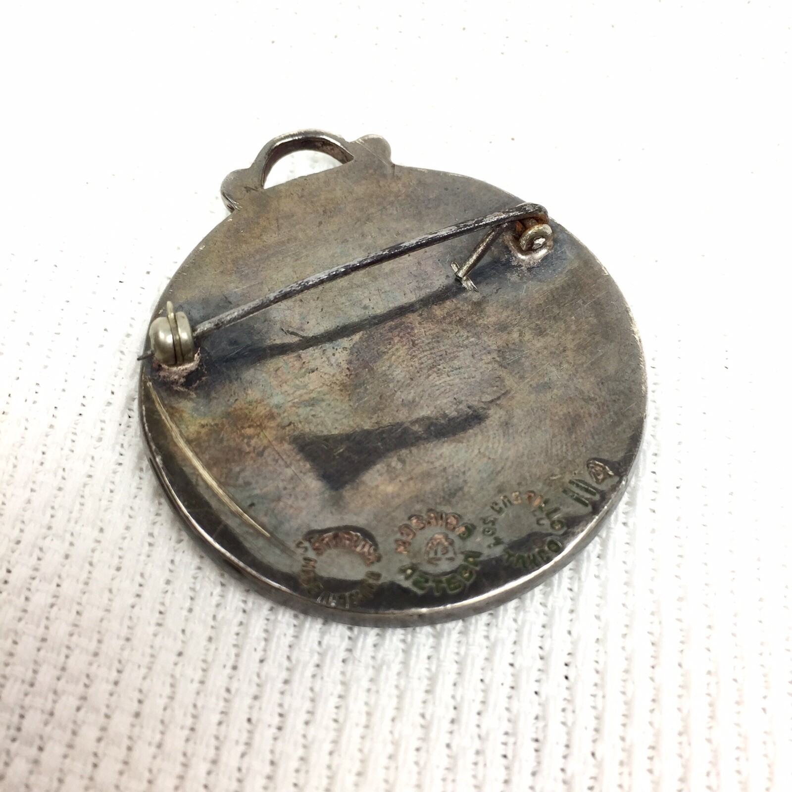 Los Castillo Mosaico Azteca Taxco Mexico Sterling Silver Brooch Zodiac Gemini