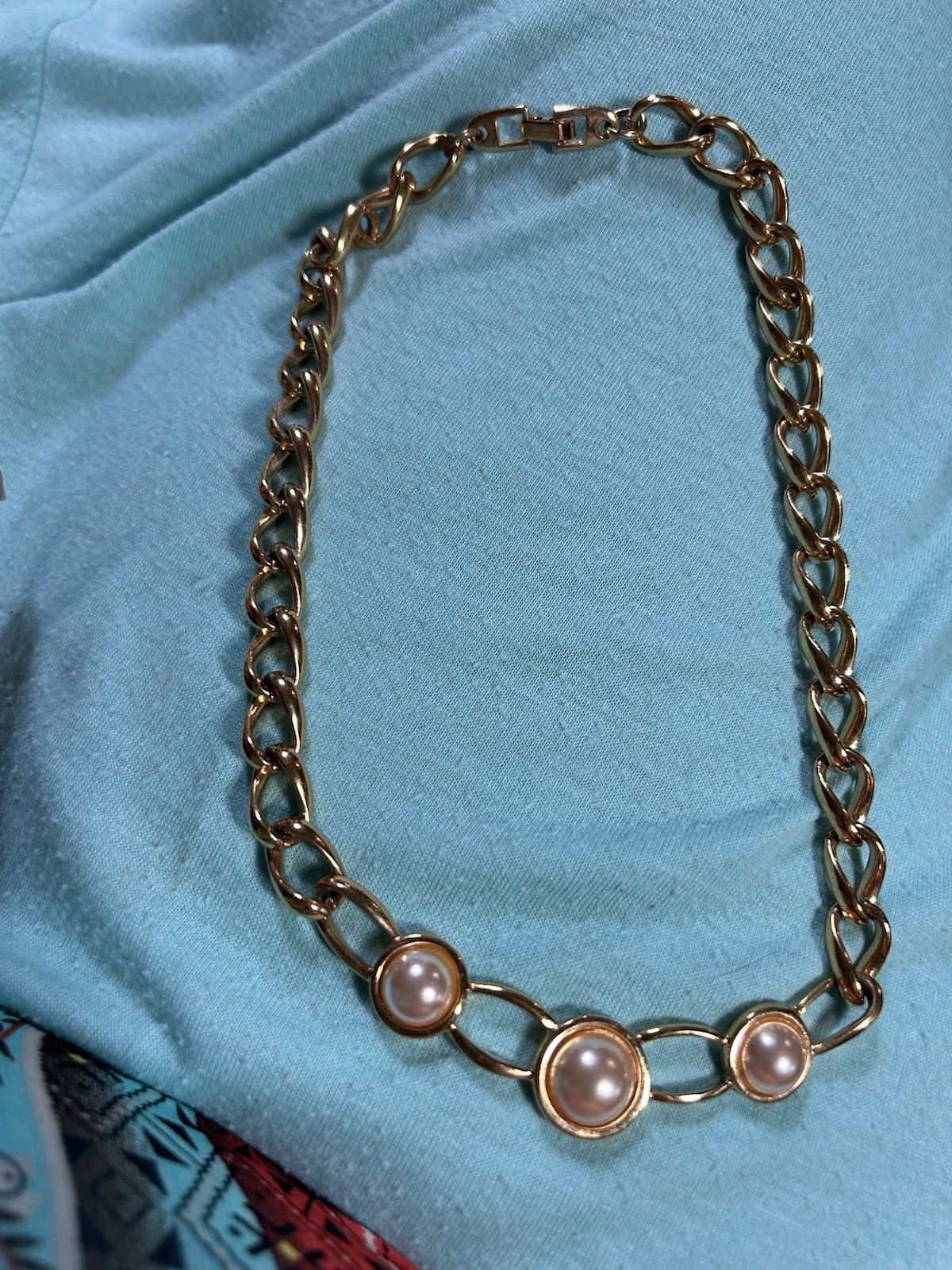 2 Piece Napier Gold Tone Link Chain Choker Necklace Signed Bracelet