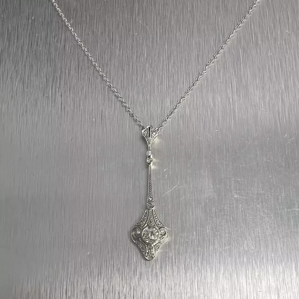2Ct Art Deco Style Lab Created Diamond Anniversary 14K White Gold Finish Pendant