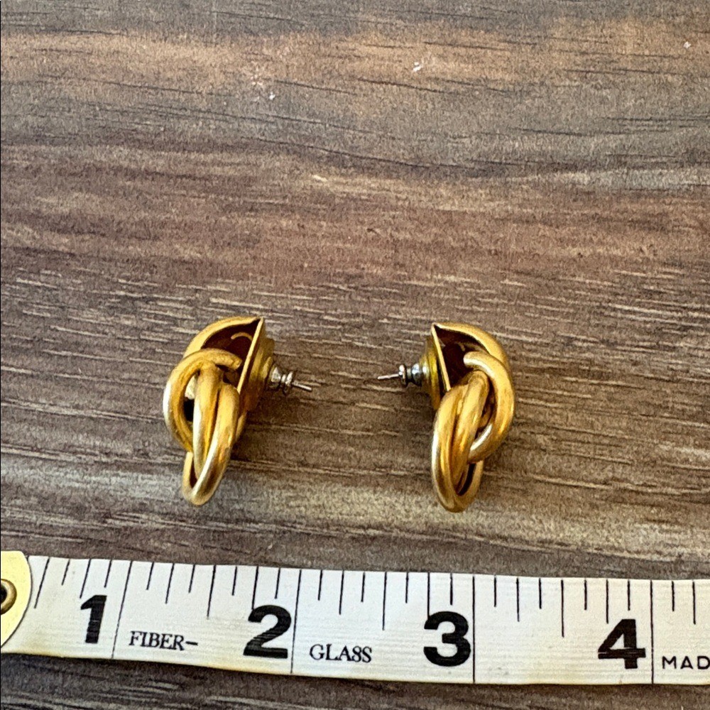 Vintage Gold tone Twist knot Earrings w/ backings