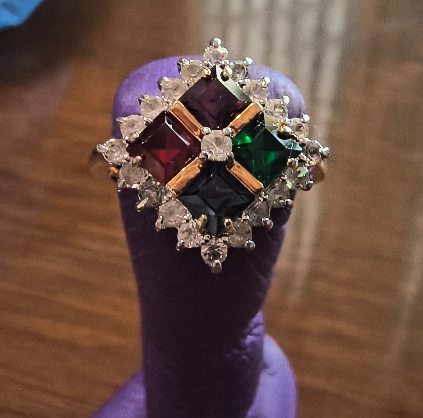Vintage Colorful Cocktail Statement Ring – Gold Tone