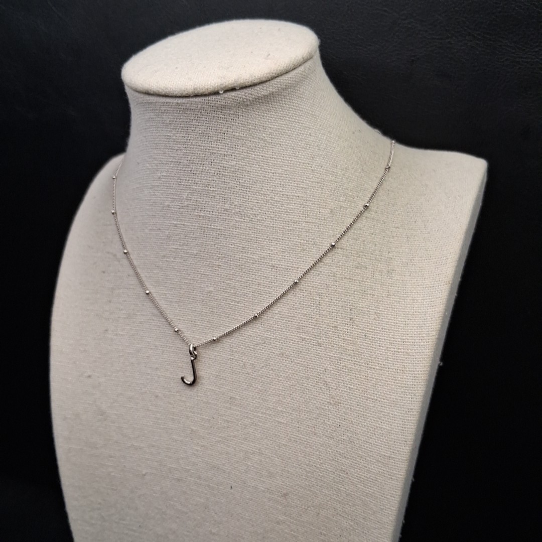 STERLING FOREVER 925 Station Chain Necklace Whit Letter “J” Pendent. 17.192