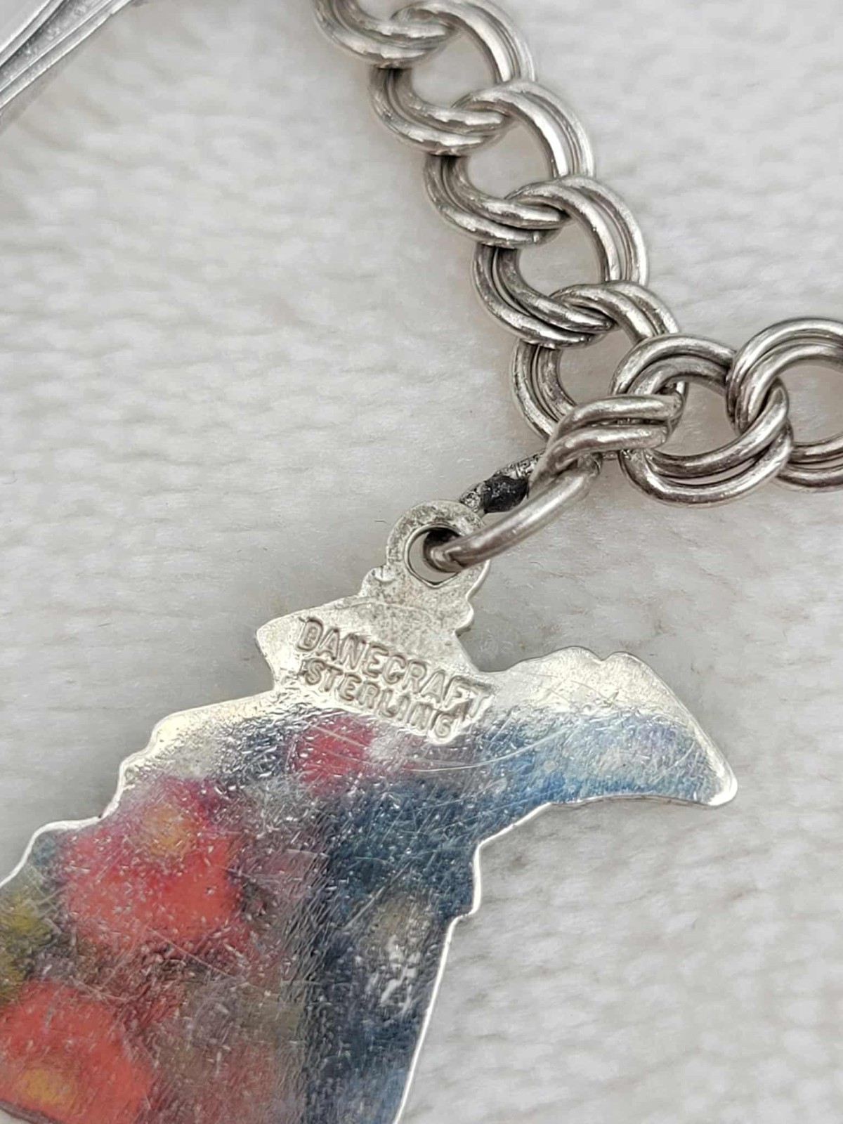 Vintage Sterling Silver Michigan Coins Banjo Grad 7 Charm Bracelet 7″ – 21.4g