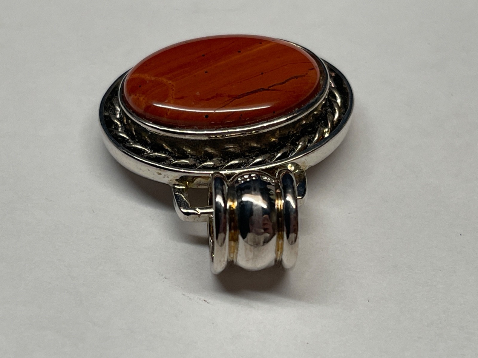 Vintage Large DBJ 925 Sterling Silver Red Rasper Pendant 20g Signed