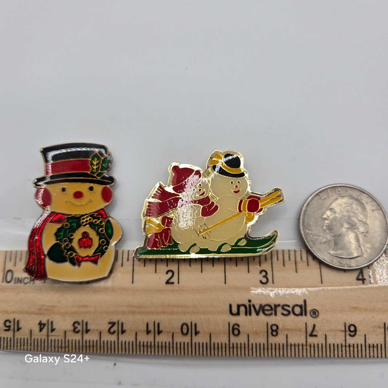 VTG Brooch Set Whimsical Cute Snowman Retro Enamel Painted Cartoon Holiday Pins