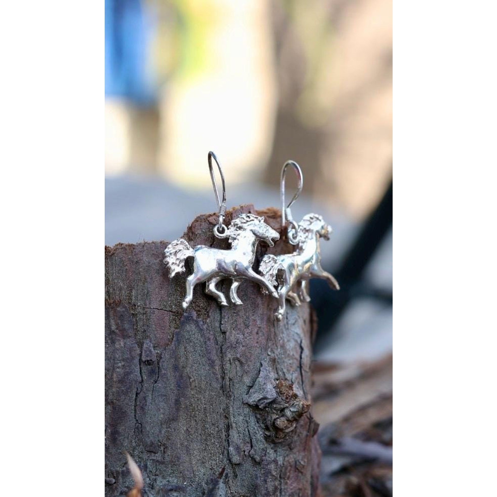 Vintage Sterling Silver Sculptural Horse Earrings | Running Horse | 925 Hook