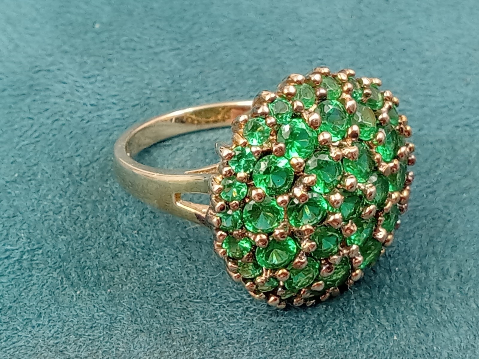 Gold Plated 925 Size 7 Ring w. HSN Rarities Sterling Silver Chrome Diopside Gems