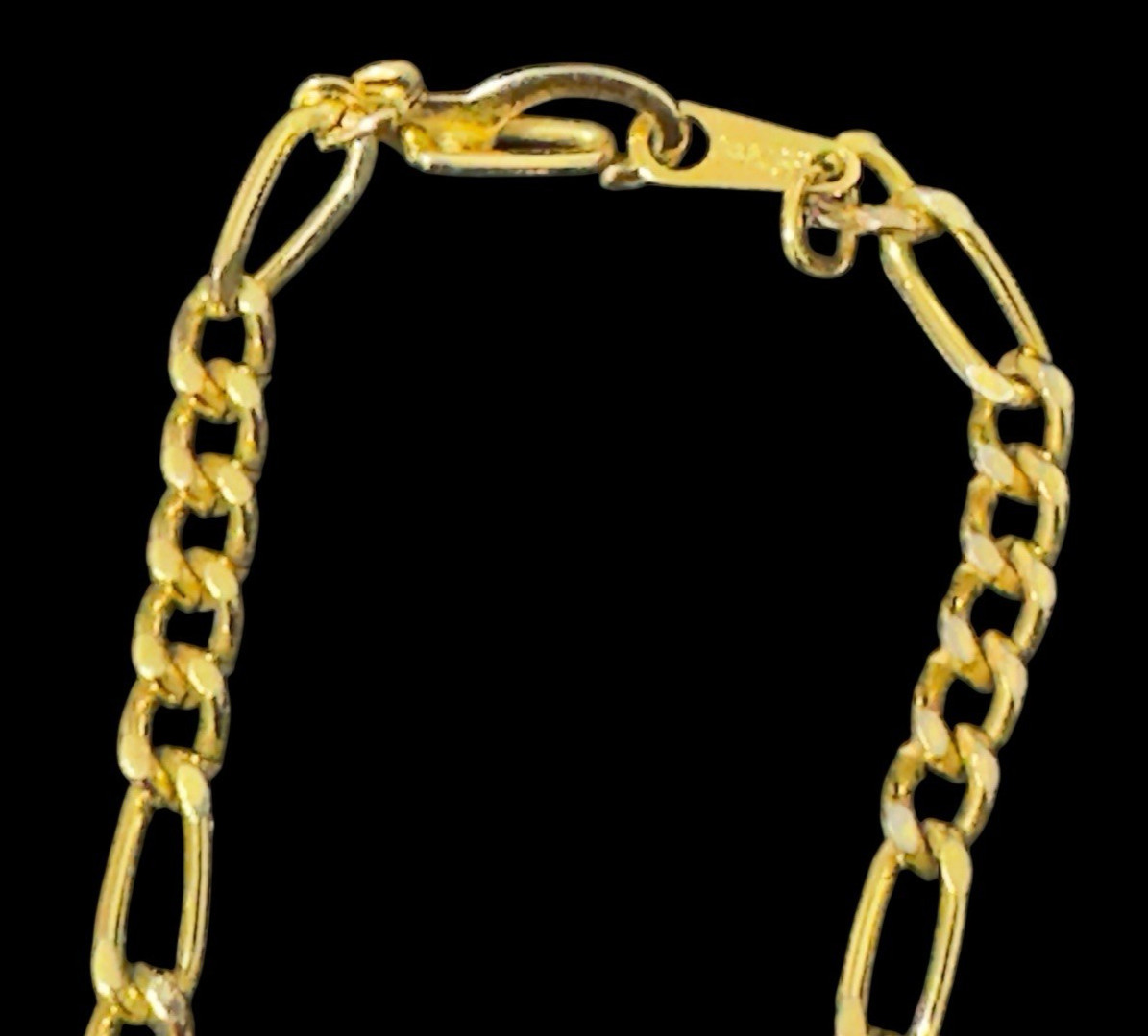 Vintage 14KGP Yellow Gold Plate Figaro Chain Necklace 20 Inch