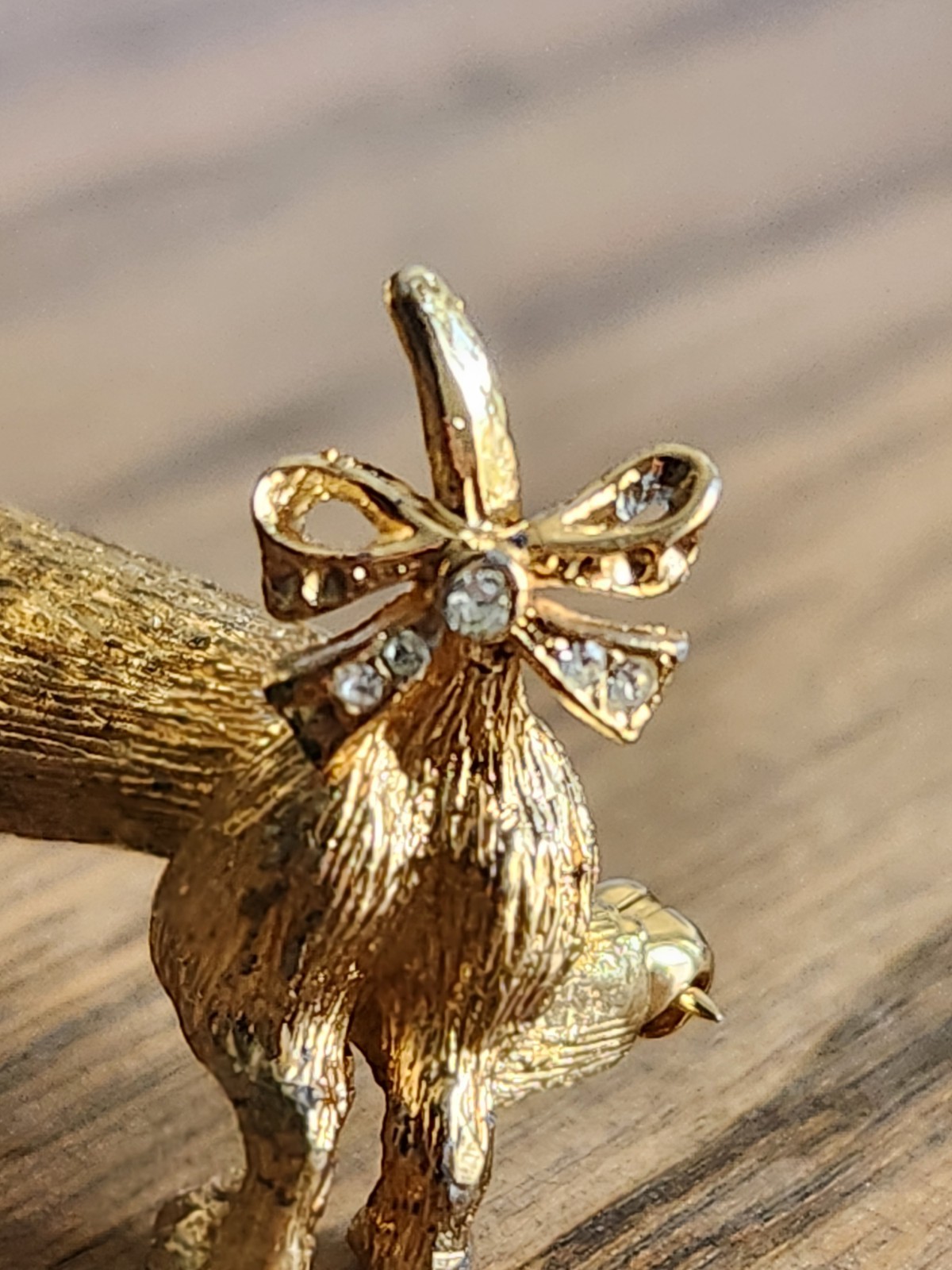 Vtg Rare CINER Dachshund Pin, Gold Plate (?See description below) W/ Rhinestones