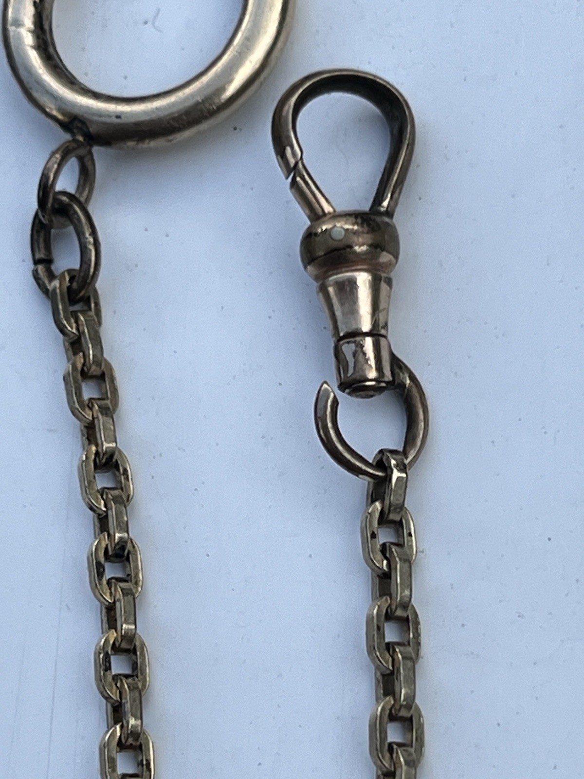 Victorian gold filled watch chain Signed Hadley Large ring