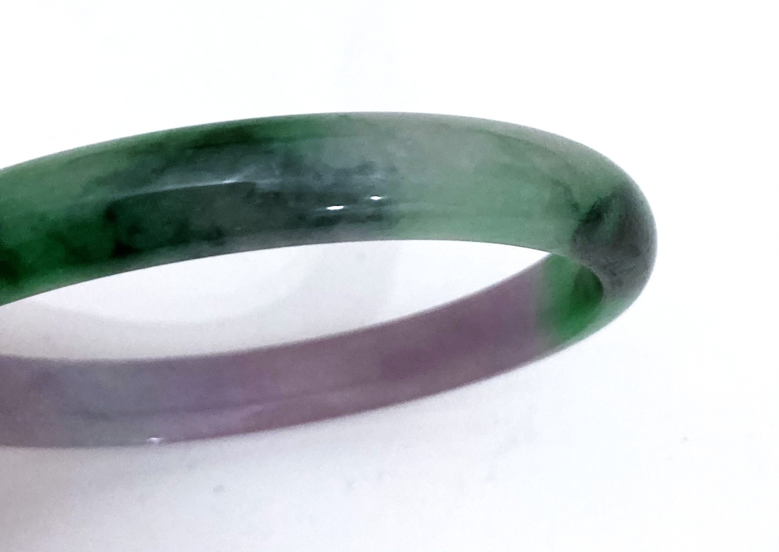 Vintage Natural Lavender/Purple & Green Jade Jadeite Bracelet Bangle 2.3” dim