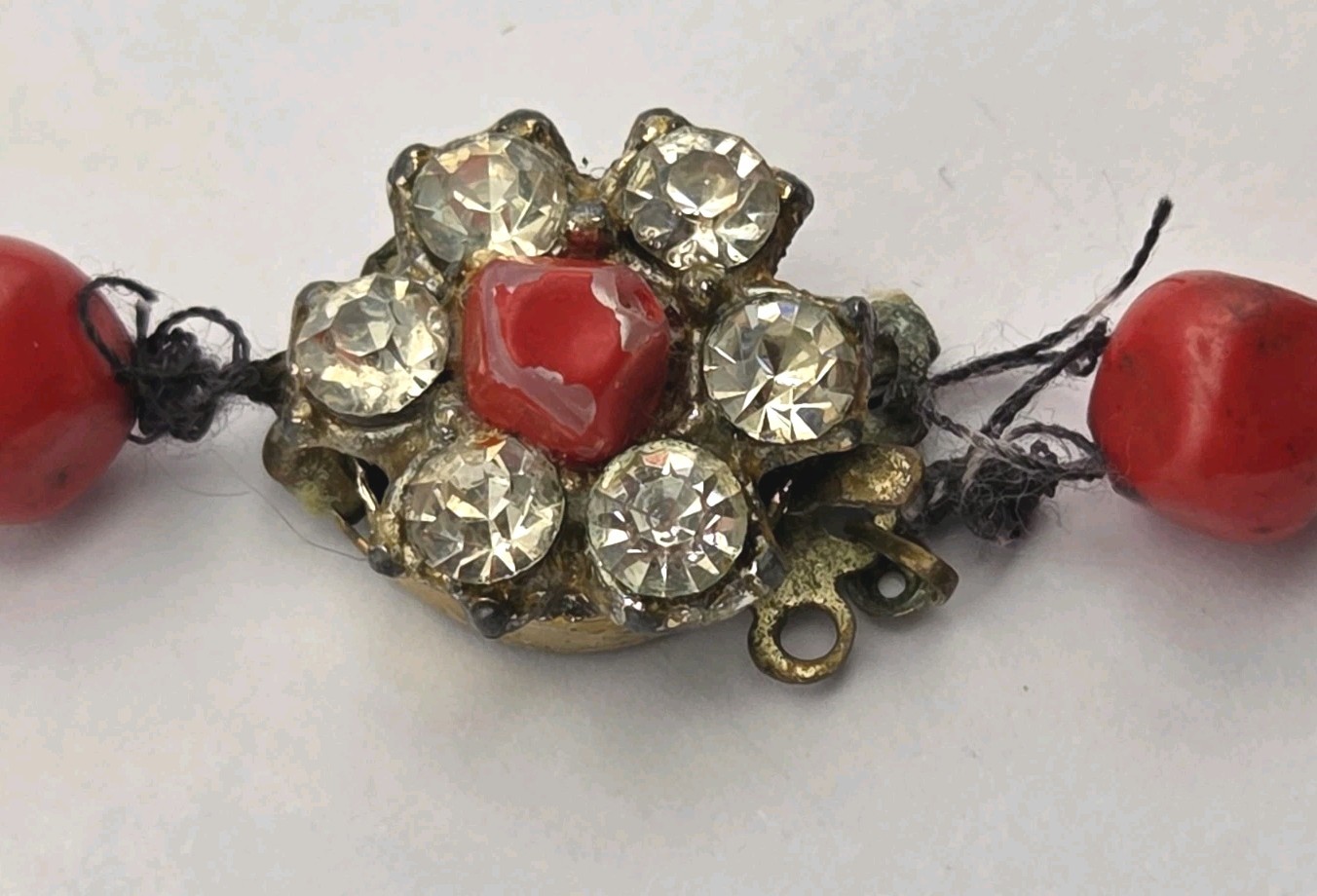 4 Vintage Red Necklaces Beaded Acrylic Glass Rhinestone 1 Signed 1 From Japan