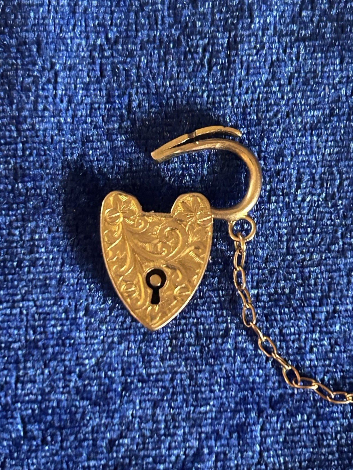 Vintage Circa30s 9ct Solid Gold Padlock Pendant or Charm With Floral Scrolls Old