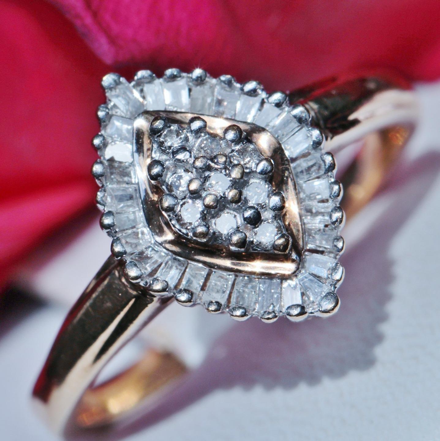 10k yellow gold ring 0.35ct natural diamond size 7 vintage handmade 2.7gr #5283