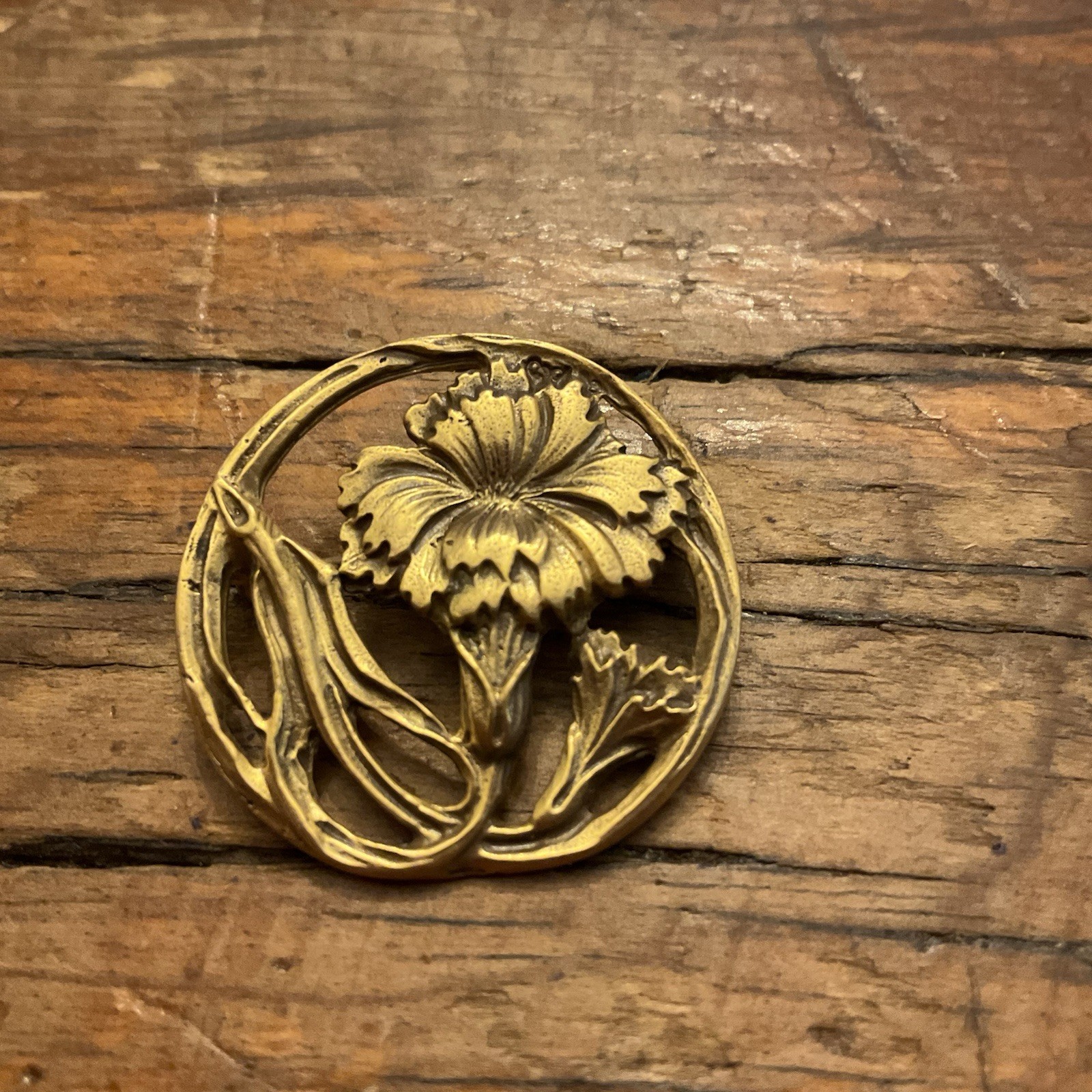 Vintage Alva Studios Floral Flower Garden Gold Tone Pin Brooch~1 1/4 Inches
