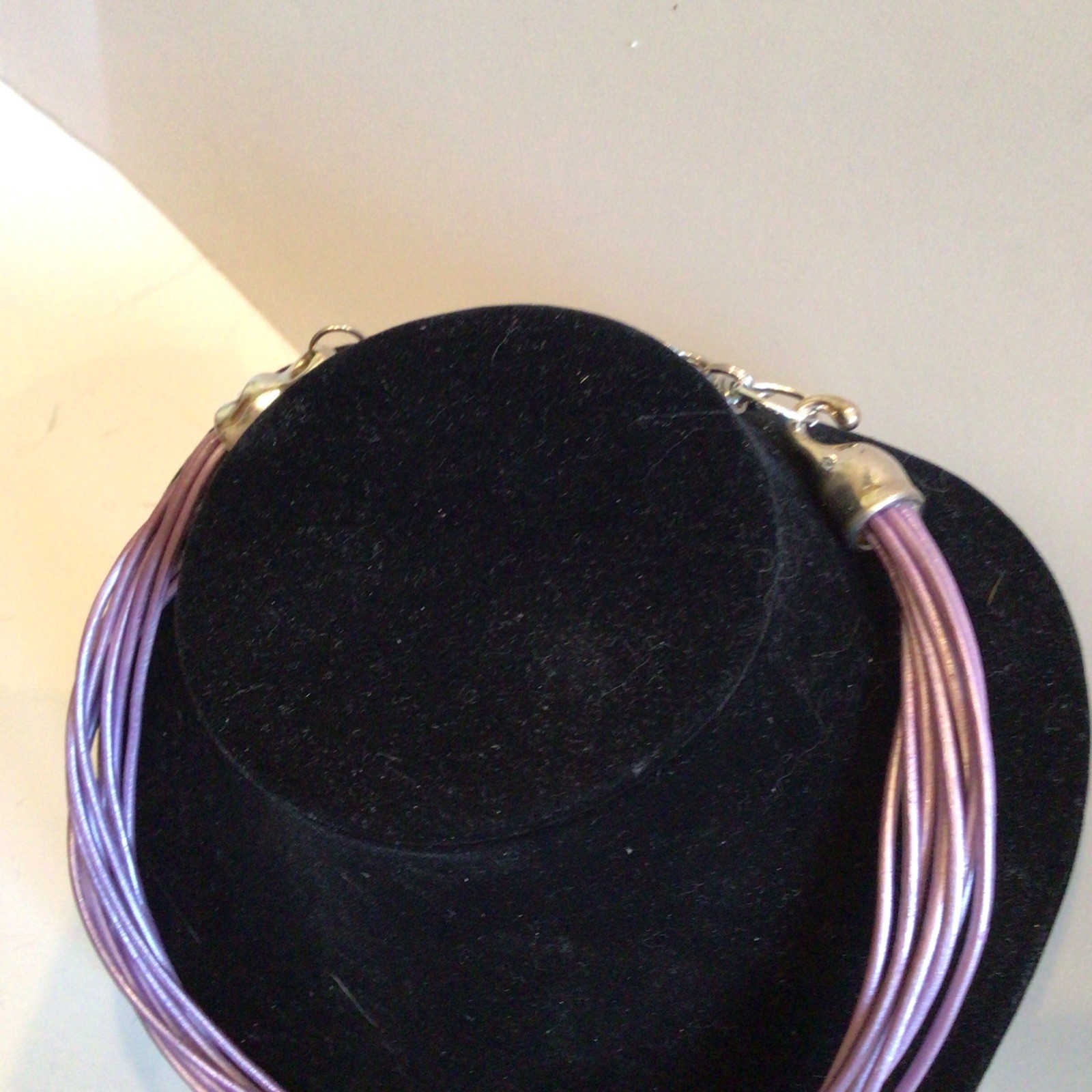 BEAUTIFUL SIGNED VON MUSULIN NECKLACE SEBBAG STERLING LAVENDER LEATHER W EXTEND