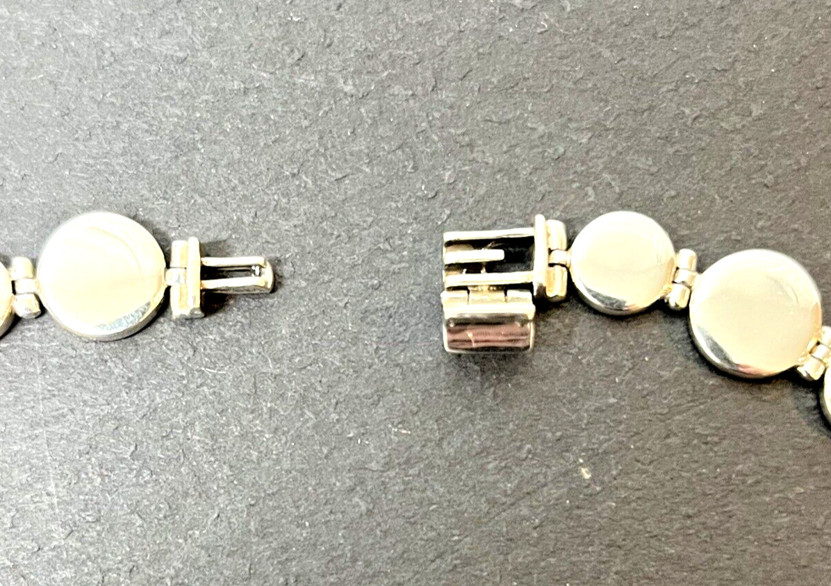 Sterling Silver Modernist Necklace Flat Coin Links 64 Grams Unsigned 18″ long