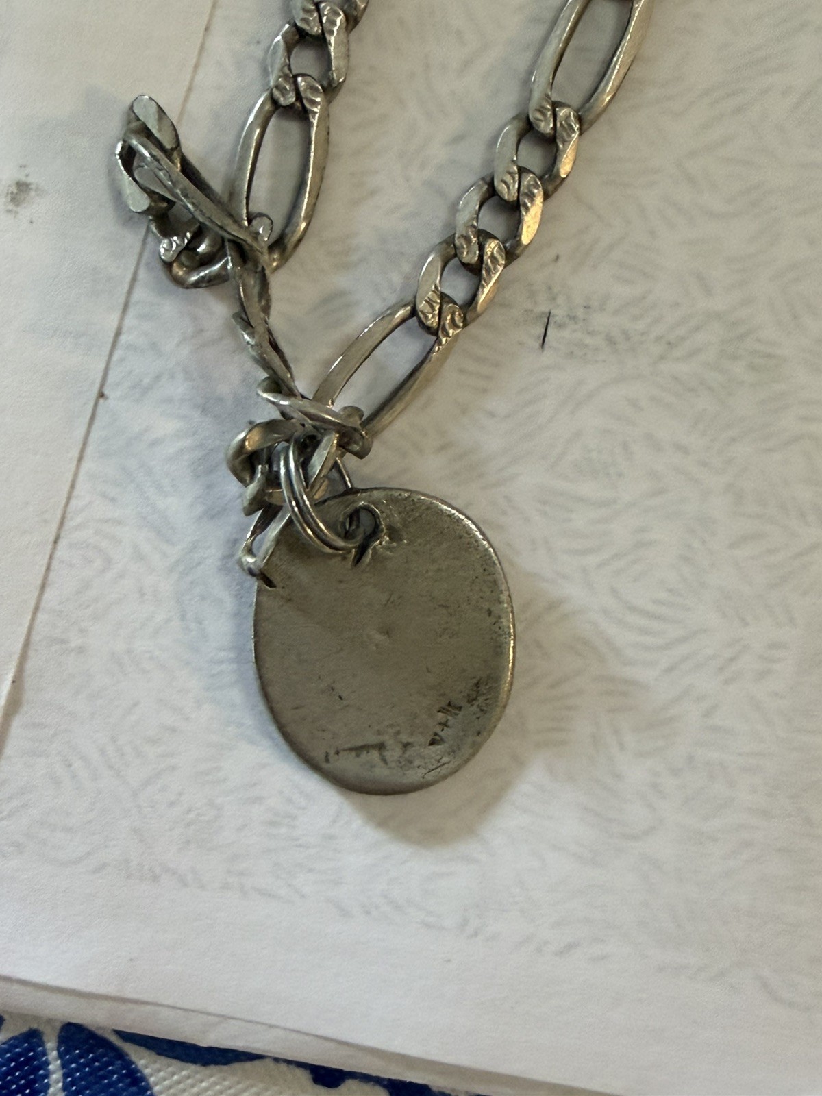 Sterling Silver Guardian Angel Medallion Necklace 925 Italy.