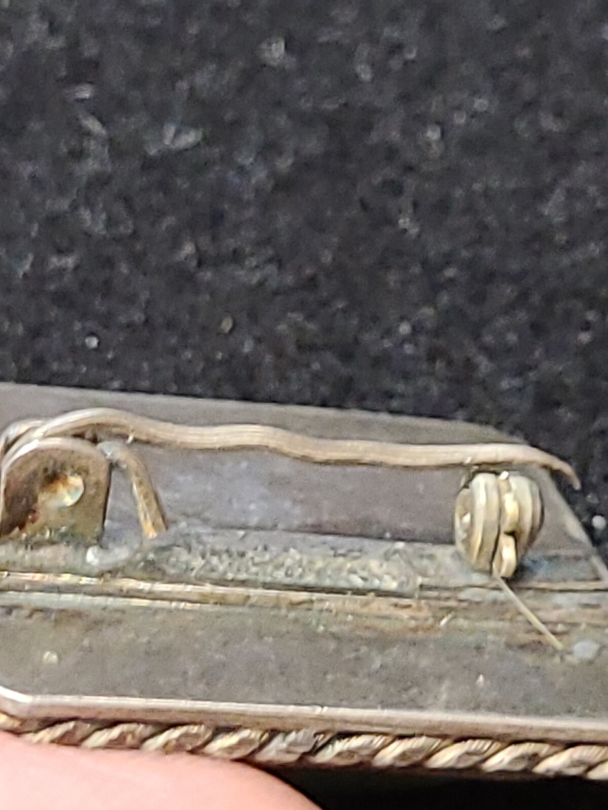 Old Brooch About 1″ Square , Looks To Be Stamped Sterling Spelled Out
