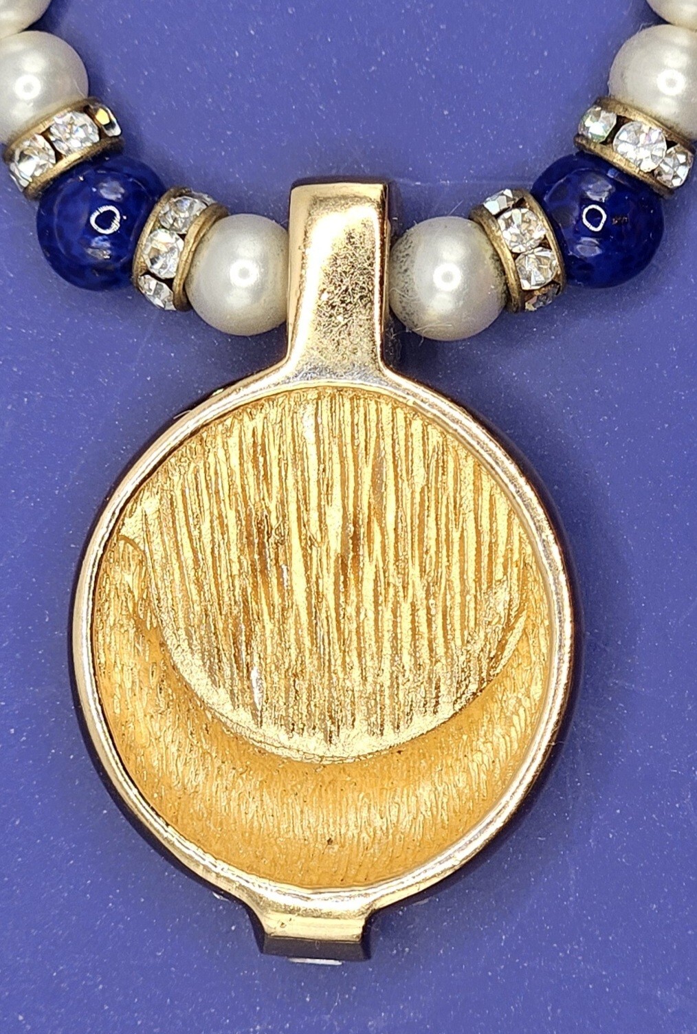 CHRISTIAN DIOR RARE VINTAGE 1980s Necklace Earrings Gold Lapis Blue White EUC!!!
