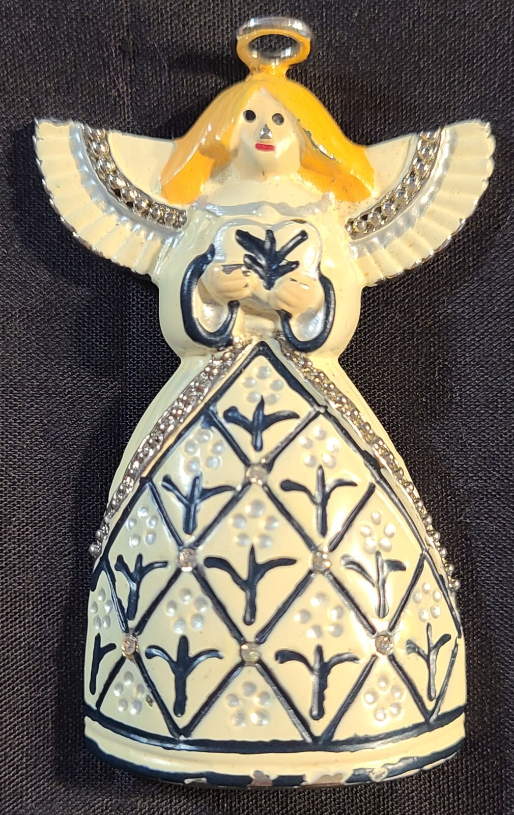 VINTAGE STUNNING ENAMEL GUARDIAN ANGEL SIGNED JS PIN BROOCH