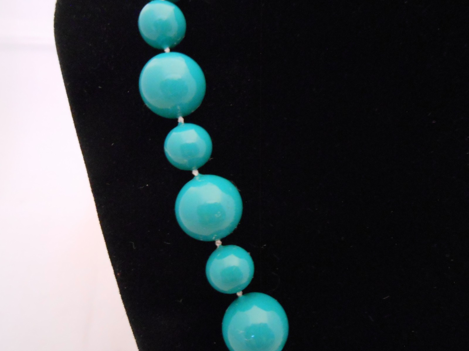 Vintage Turquoise Round Beaded Necklace, Spring Clasp, Retro, Women’s, Jewelry