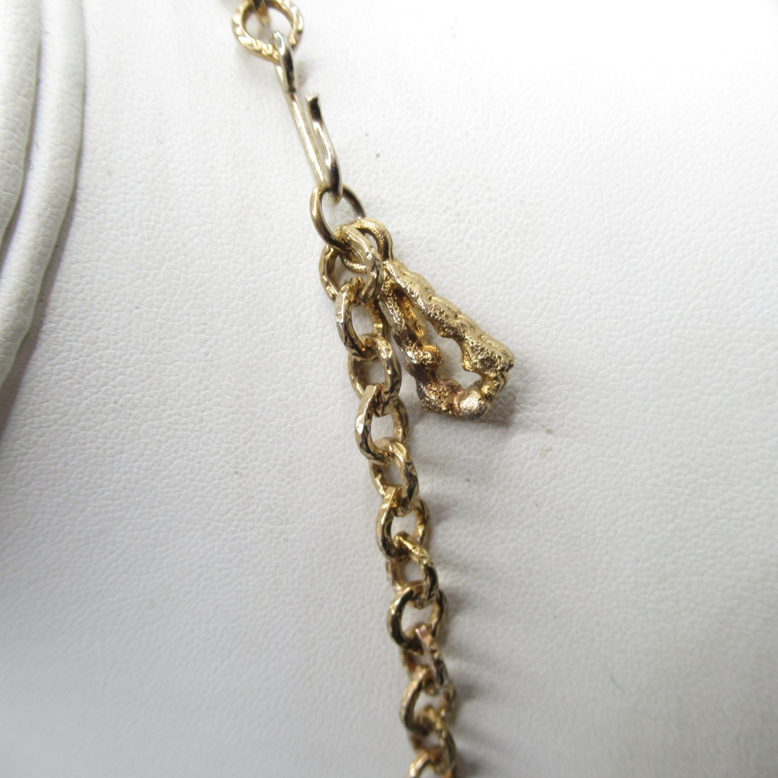Darkened Gold Tone Brutalist Style Vintage Dangle Statement Necklace Festoon MCM