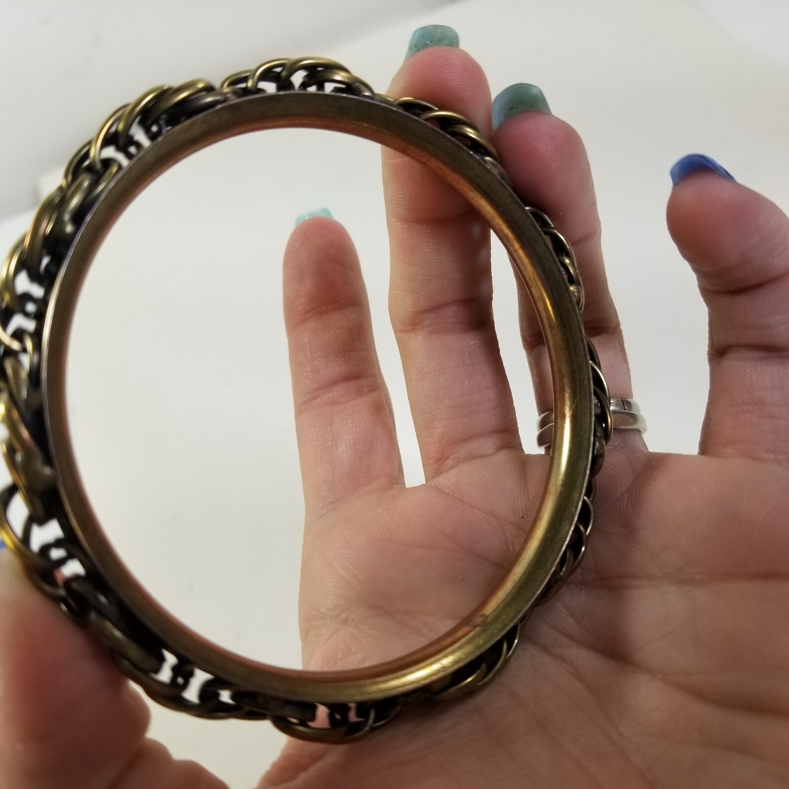Vintage Gold Tone Solid Bracelet Bangle Copper Jewelry