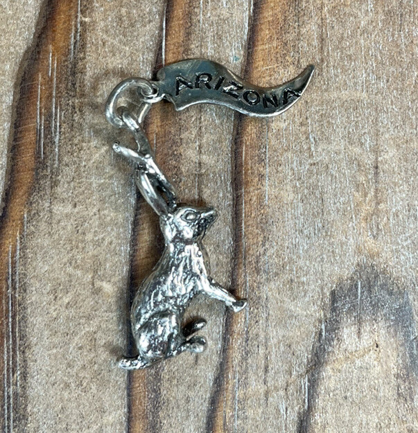 Arizona Jakalope rabbit silver tone charm for bracelet collectible souvenir