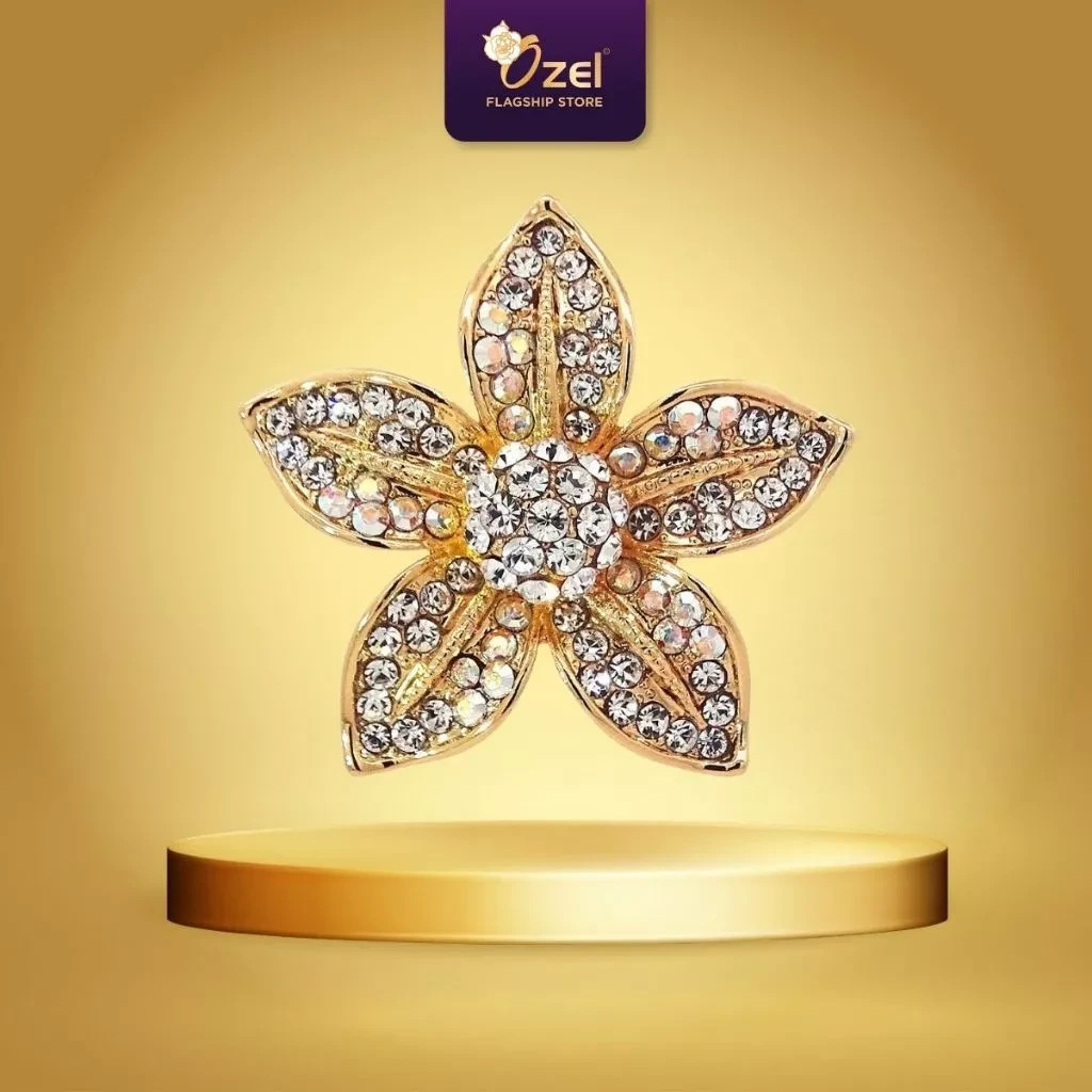 OZEL Starflower Crystal Brooch B288 Elegant Hijab Scarf Blouse Dress Brooch Pin