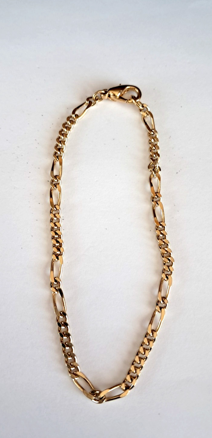 Vintage Mens Goldtone Figaro Bracelet 8 1/2″