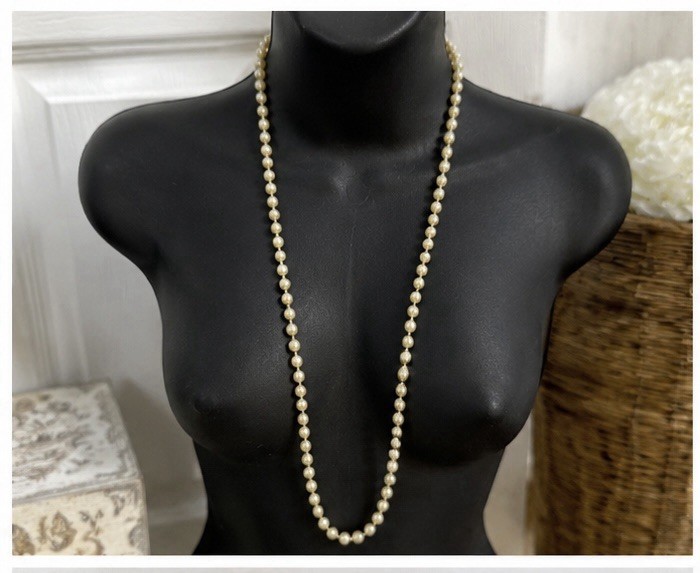 #38 Hand Knotted Cultured Pearl Necklace 925 Sterling Silver Clasp 18” Vintage