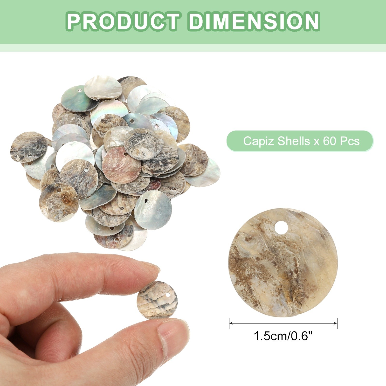 60Pcs Round Natural Capiz Shells 1.5cm/0.6″ Natural