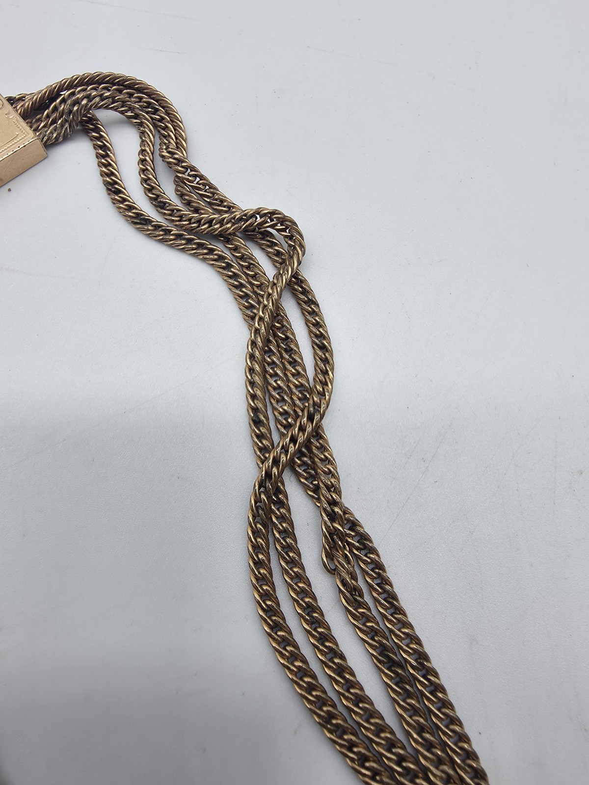 Antique Victorian Gold Filled 4 Strand Mesh Watch Fob Chain Slide Carved Agate