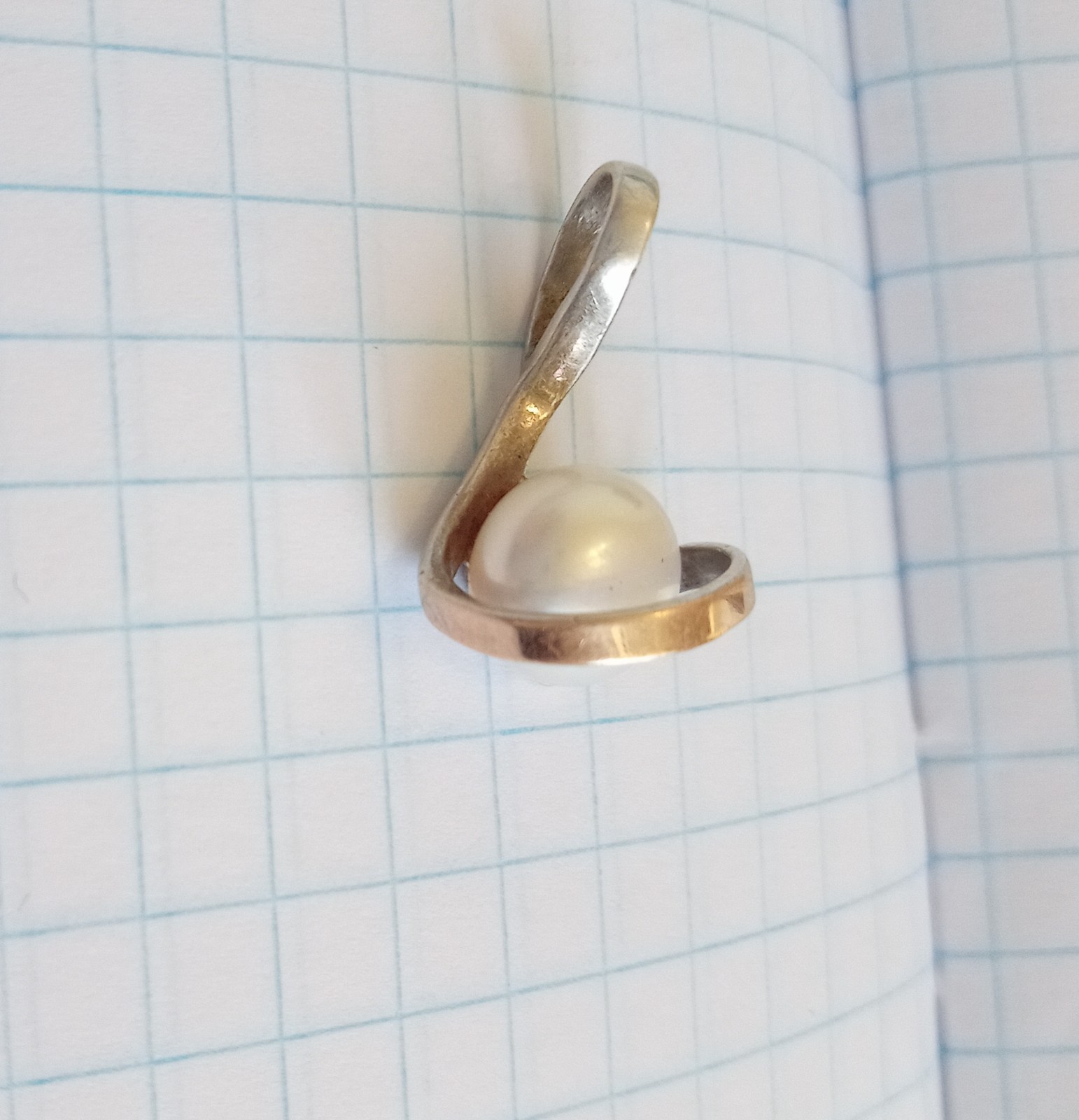 Vintage pearl Pendant Sterling Silver 875 Gold 375 test Beautiful Women Jewelry