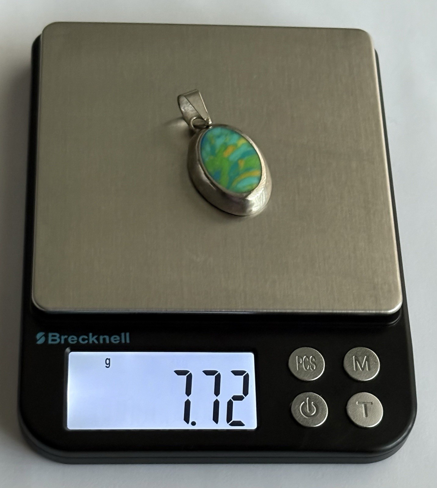 VTG 925 Sterling Silver Blue Yellow Green Vivid Art Enamel 1.75in Pendant 7.72g