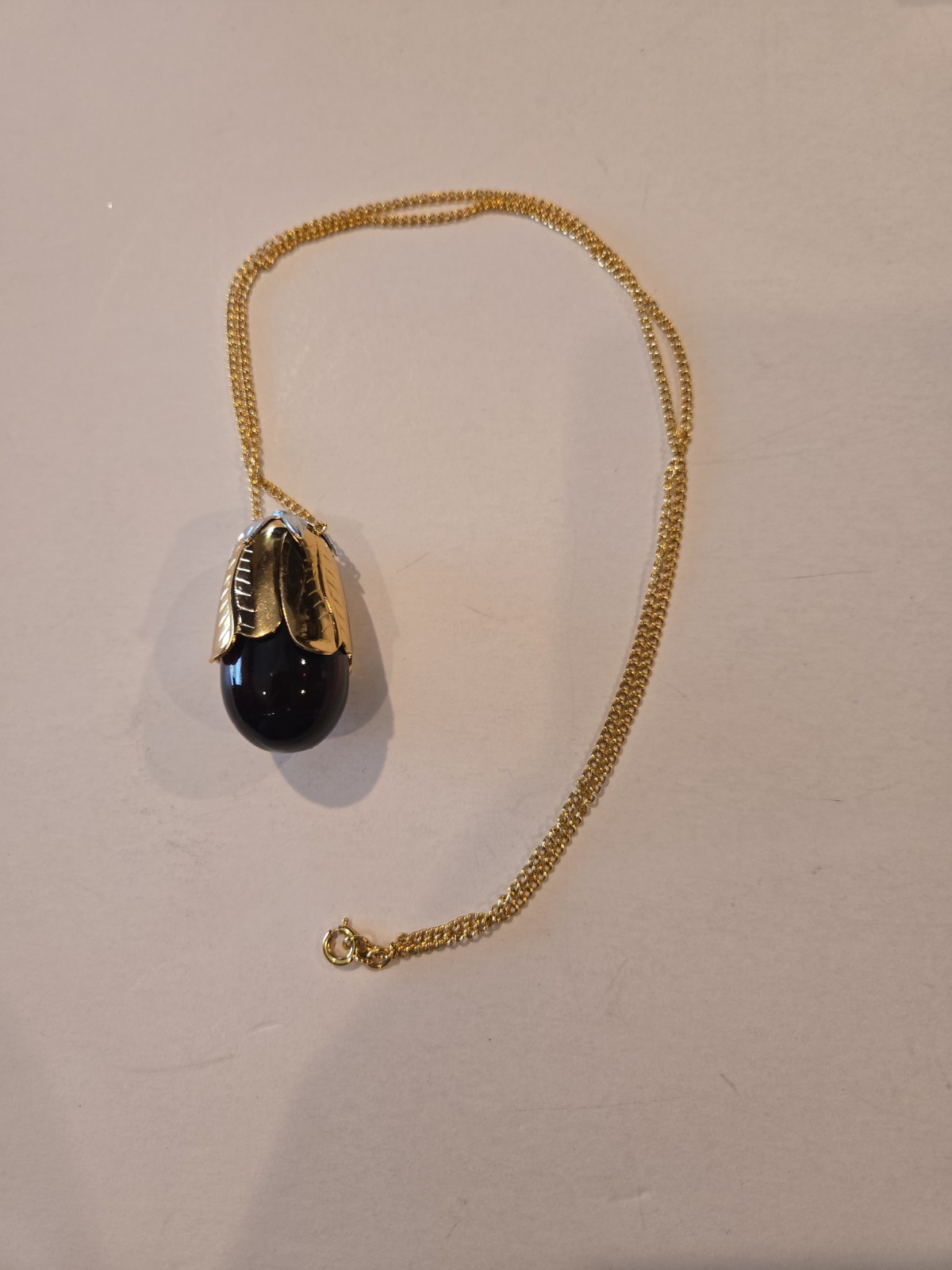 Vintage Avon Purple Eggplant Perfume Bottle Pendant – Gold‑Tone, Collectible