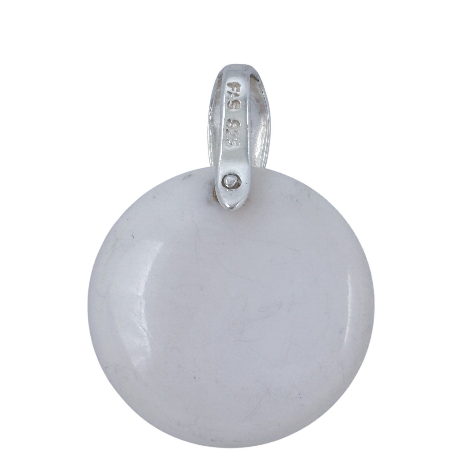 Vintage Sterling Silver 925 White Agate Disc Pendant