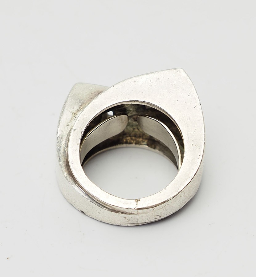Amazing brutal vintage modern handmade sterling silver geometric ring size 5.25