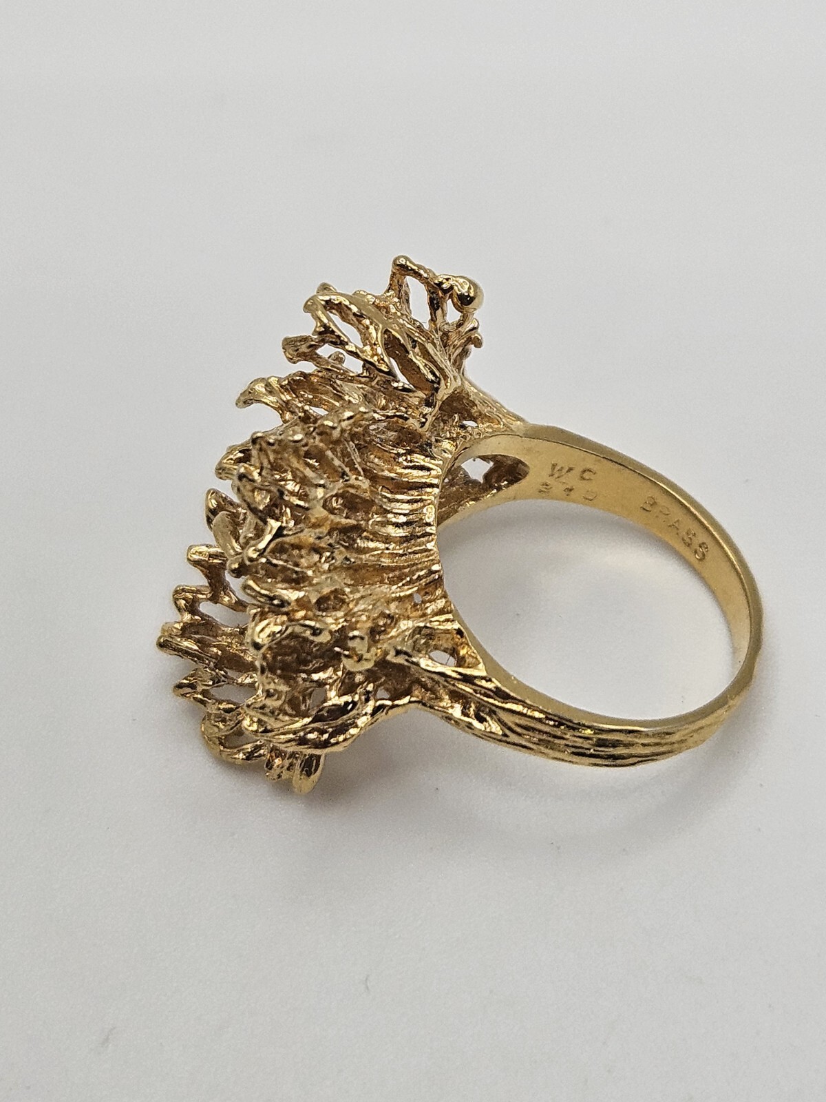 Vintage Modernist Brutalist Gold Tone Finish Over Brass Chunky Ring Size 6