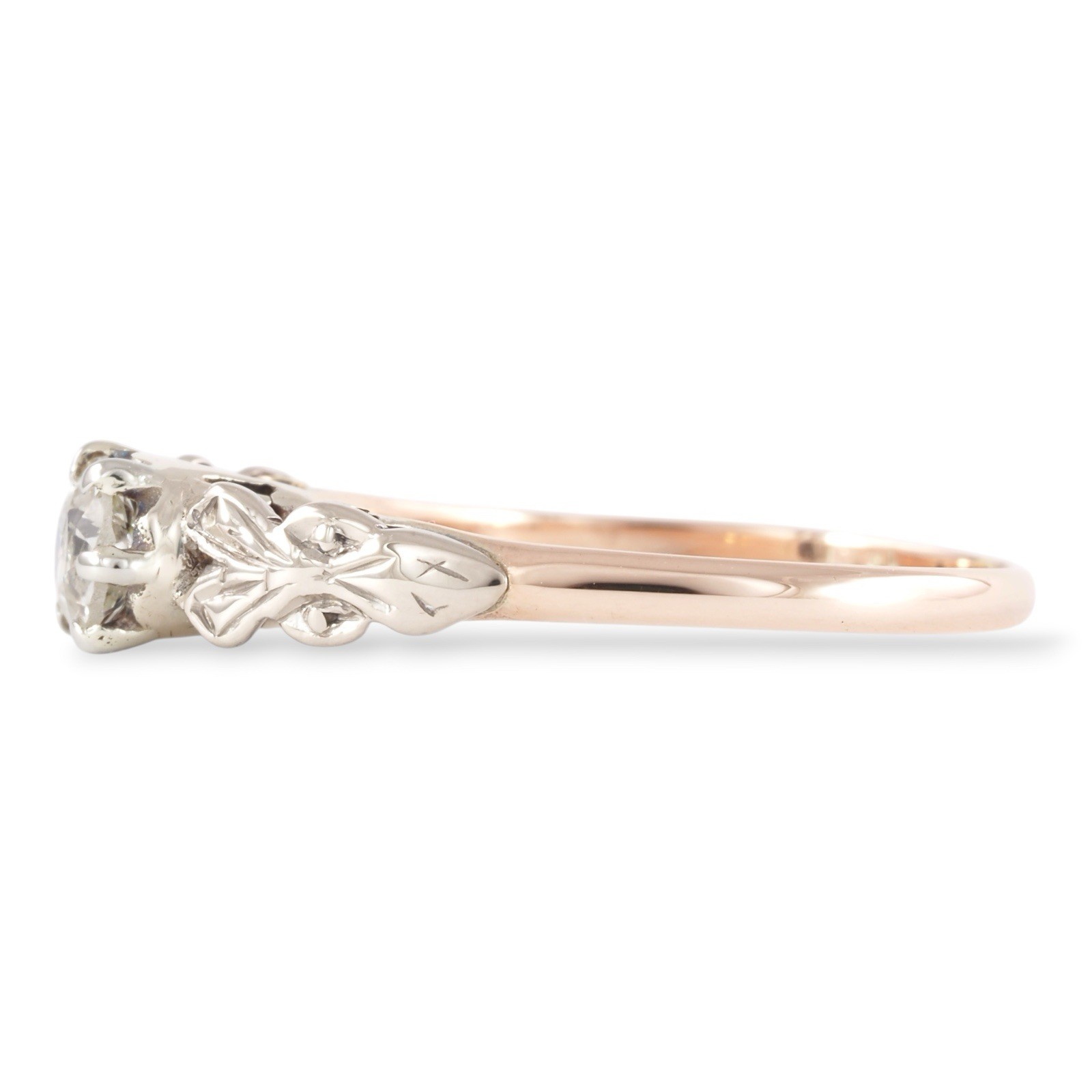 LUMINOUS POISE 1920s Deco 18K Gold & Platinum Set Old European Cut Diamond Ring