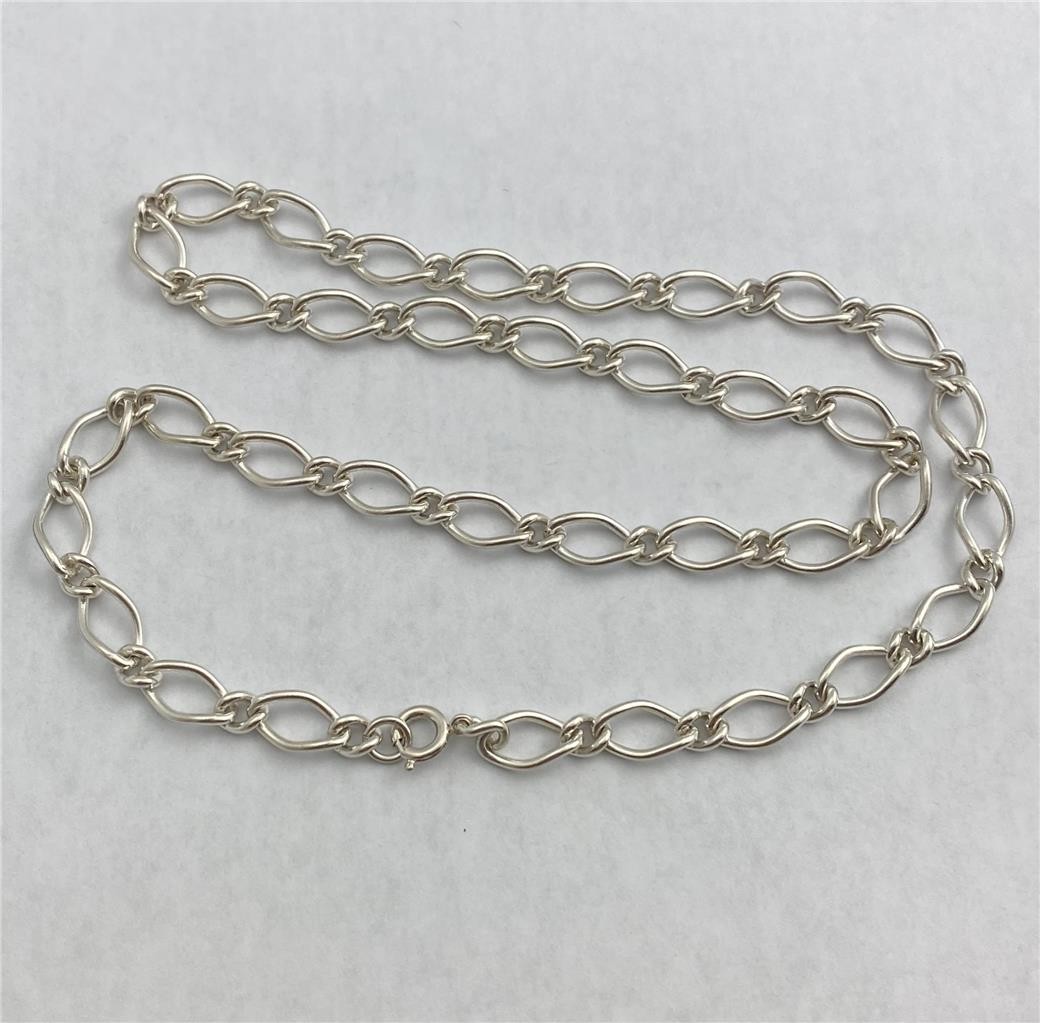 1960’s Sterling Silver 9MM Wide 24″ Long Link Chain 46 grams
