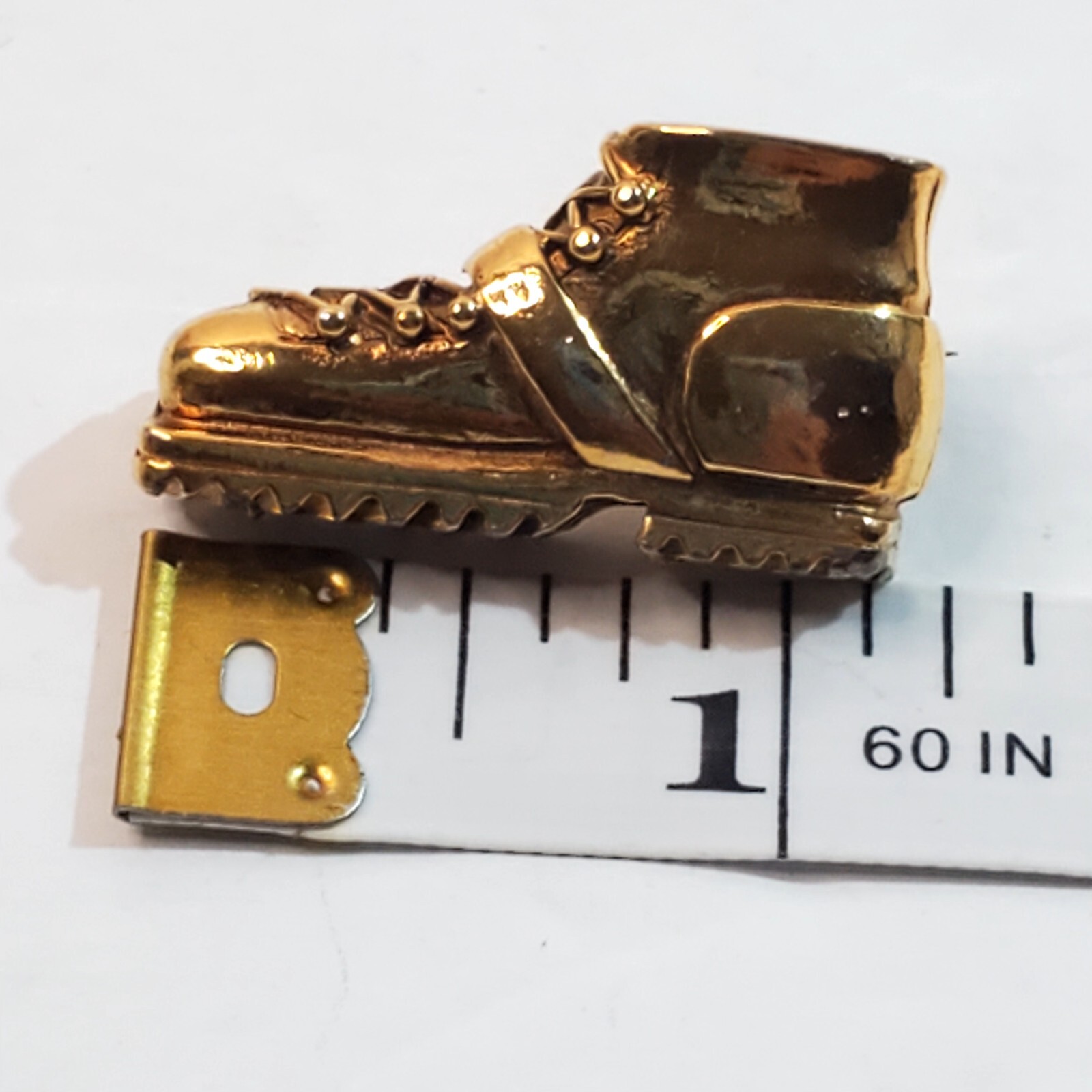 Vintage Zentall Gold Bronze Tone Metal Work Boot Shoe Brooch Pin